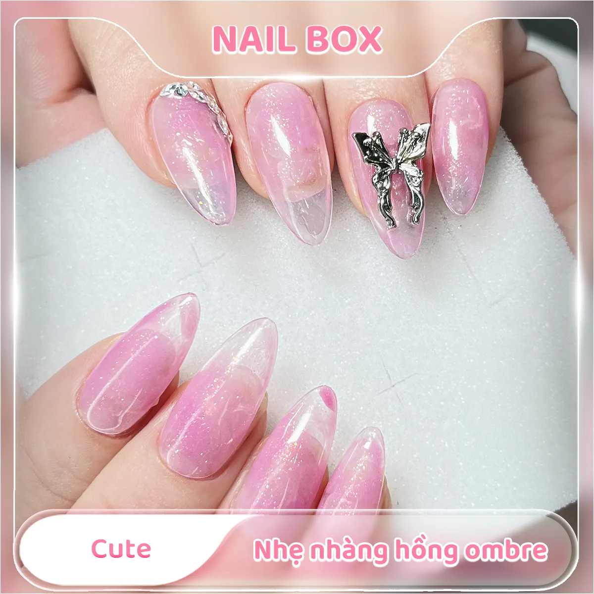 Nail box cute nhẹ nhàng hồng ombre