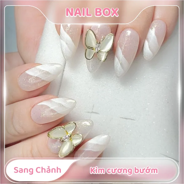 Nail box sang chảnh kim cương bướm