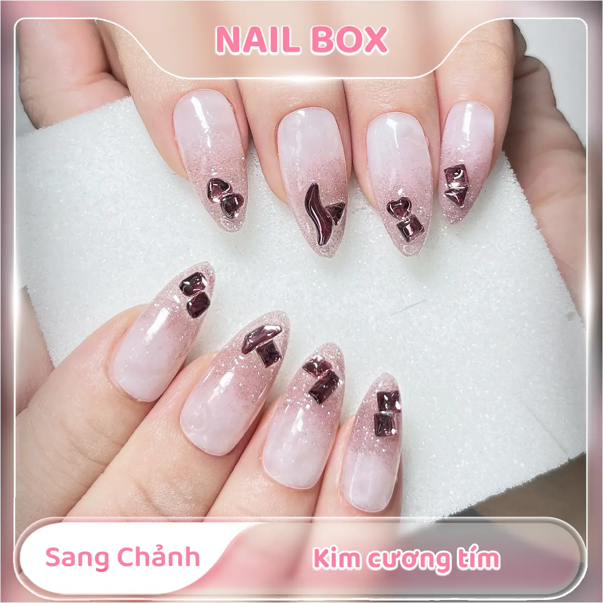 Nail box sang chảnh kim cương tím