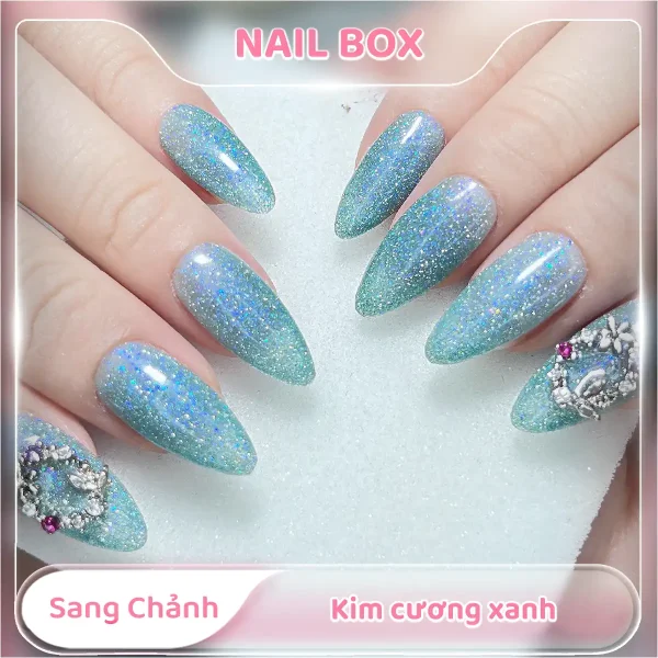 Nail box sang chảnh kim cương xanh