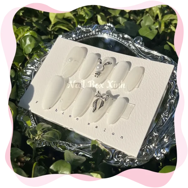 Nail box thiết kế cao cấp đính nơ