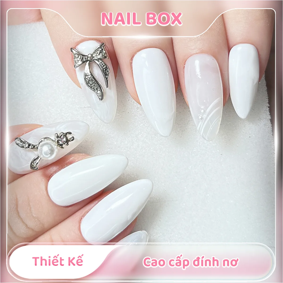 Nail box thiết kế cao cấp đính nơ