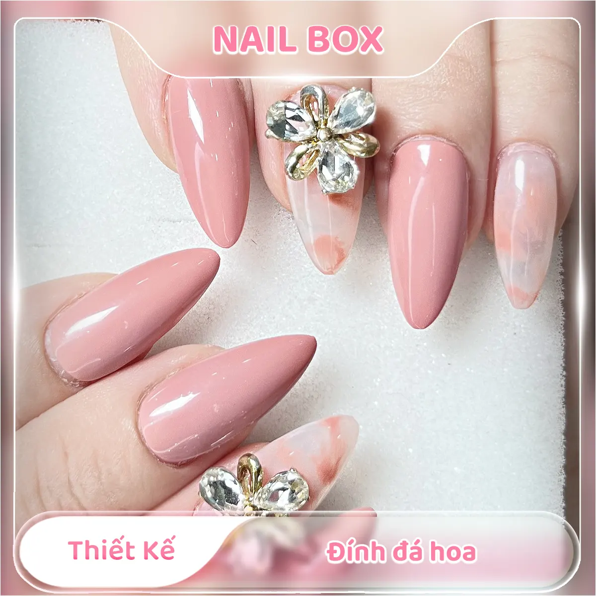 Nail box thiết kế<br /> đính đá hoa