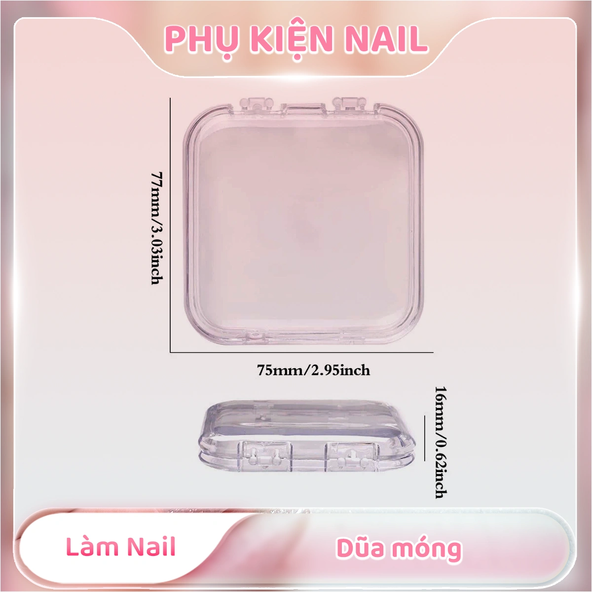 Phụ kiện làm nail hộp đựng nail box trong suốt