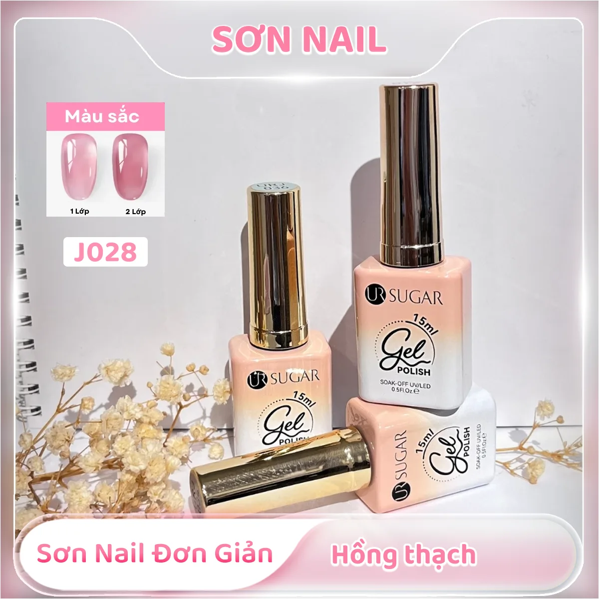 Sơn nail đơn giản hồng thạch